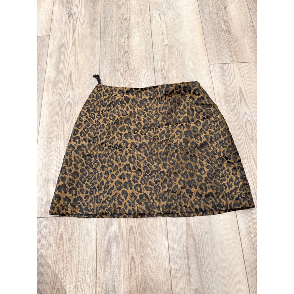 La Belle Fashions Vintage Y2K Leopard Print Satin Mini Skirt Bronze Black USA